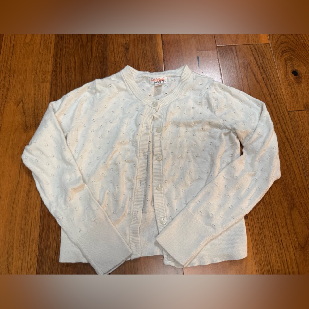 Cat & Jack Cream Knit Button-Up Cardigan Sweater